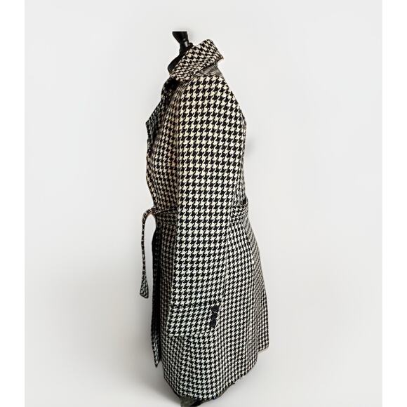 J Crew Trench coat Size 10 Houndstooth Belted Wool Blend Long Lined FLAWS - Picture 4 of 16